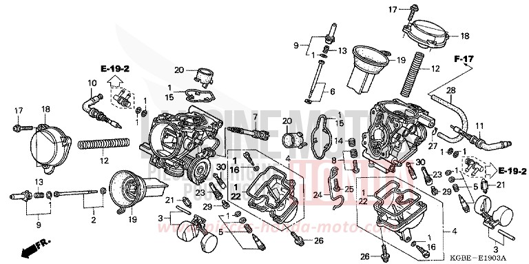 CARBURATEUR (PIECES CONSTITUTIVES) (VT125C4/6) de Shadow VT125C CARNELIAN RED METALLIC (R296) 2004